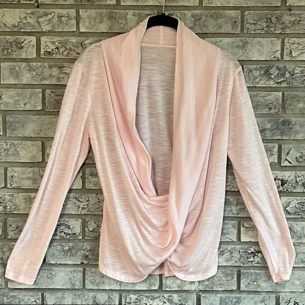 Light Pink Draped Crossover Front Long Sleeve Top – Size Unknown Fits like S